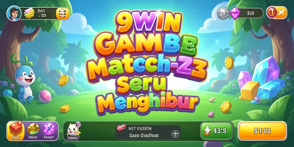 Screenshot gameplay <strong>9WIN</strong> menunjukkan kombinasi batu permata yang cerah.