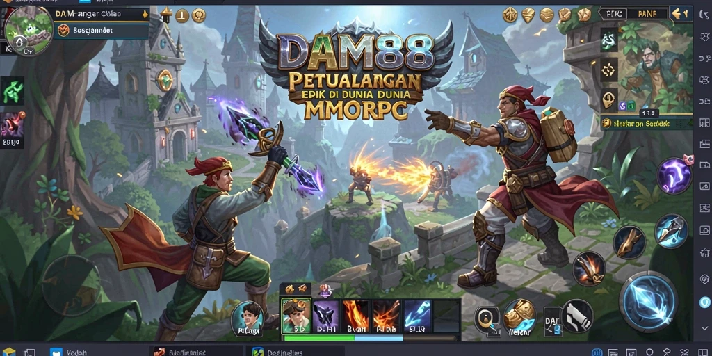 Screenshot menunjukkan aksi seru dalam game MMORPG DAM88 dengan lingkungan yang indah.