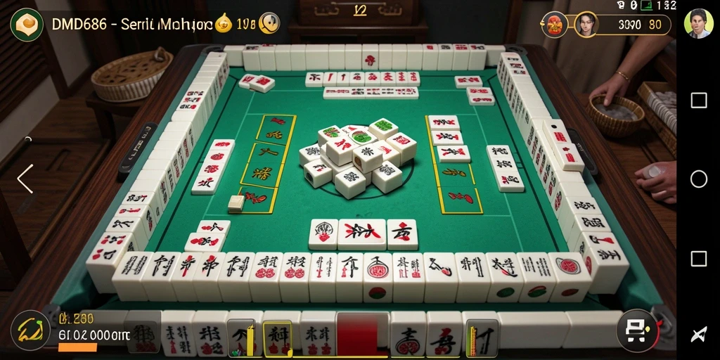 Tampilan menarik dari gameplay DMD686 yang penuh strategi Mahjong.