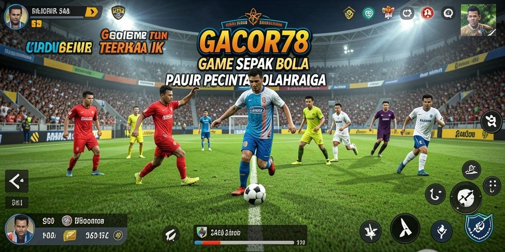 Screenshot gameplay GACOR78 menampilkan aksi mendebarkan di lapangan sepak bola.
