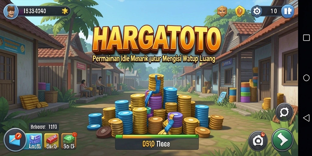 Screenshot HARGATOTO menampilkan gameplay Idle yang menarik dan menawan.
