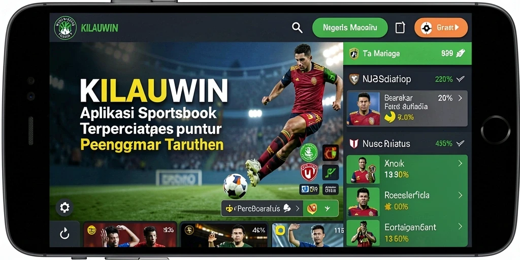 Screenshot KILAUWIN menampilkan fitur taruhan olahraga yang interaktif.