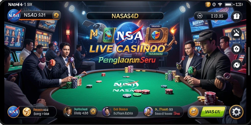 Screenshot utama NASA4D menunjukkan gameplay seru dan interaksi langsung pada Live Casino.