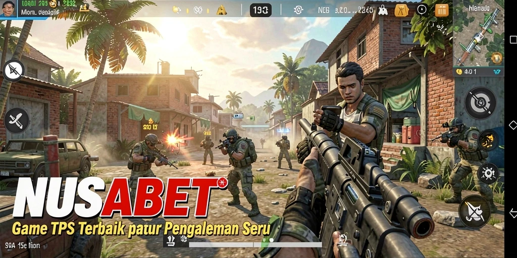 Tampilan gameplay seru NUSABET di arena pertempuran TPS