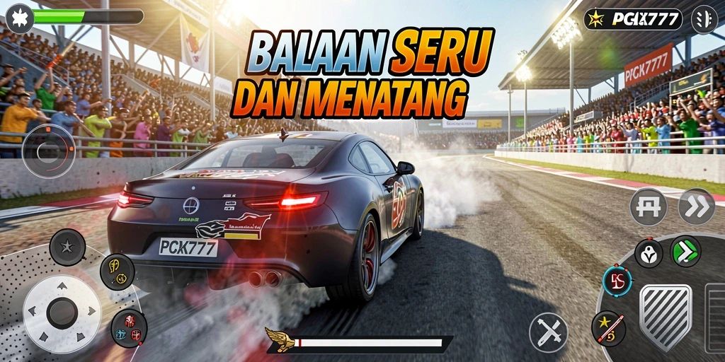Tampilan gameplay balapan yang mendebarkan dan penuh aksi.
