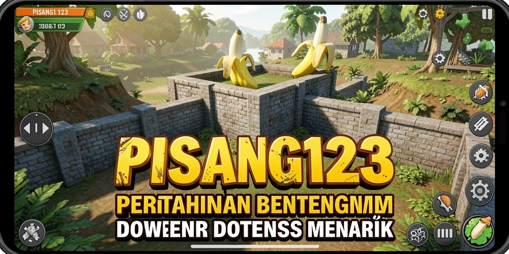 Tampilan screenshot utama PISANG123 yang menunjukkan gameplay Tower Defense yang dinamis dan seru.