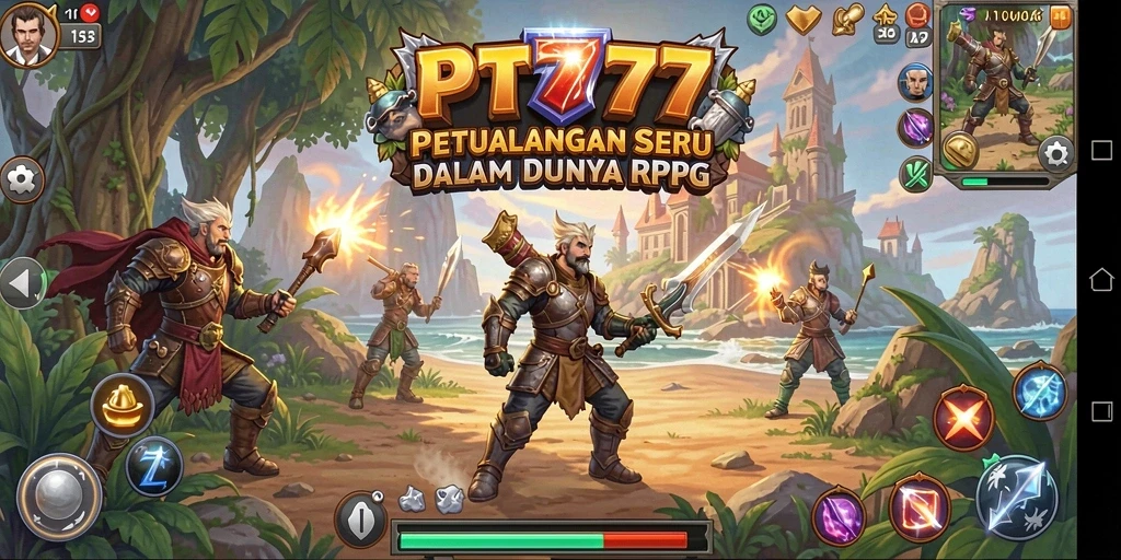 Tangkapan layar PT777 menampilkan aksi seru dalam pertarungan RPG.