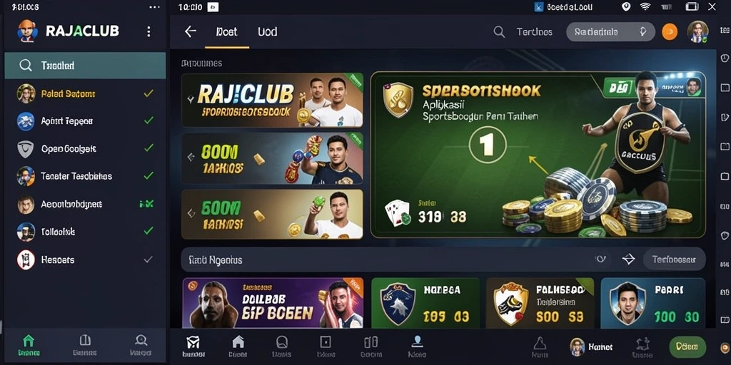Tampilan antarmuka RAJACLUB dalam gameplay Sportsbook yang menarik.