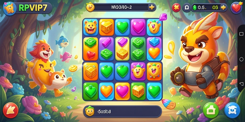 Tampilan gameplay RPVIP7 yang menarik dengan kombinasi warna cerah.