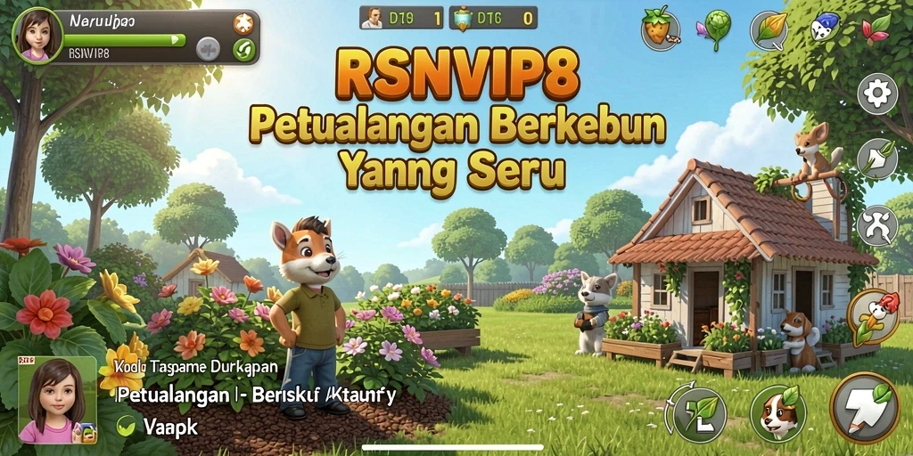 Tampilan gameplay RSNVIP8 yang menampilkan kebun yang indah.