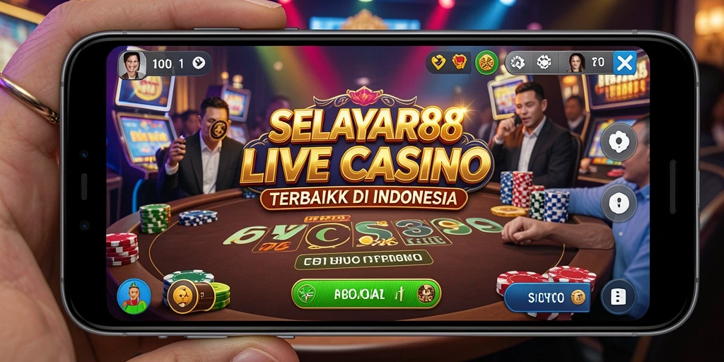 Screenshot SELAYAR88 menampilkan dealer profesional dalam permainan Live Casino.