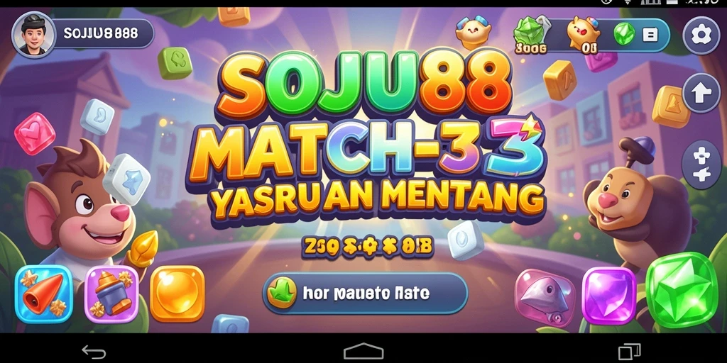 Tampilan permainan Match-3 yang menarik dan penuh warna di SOJU88.