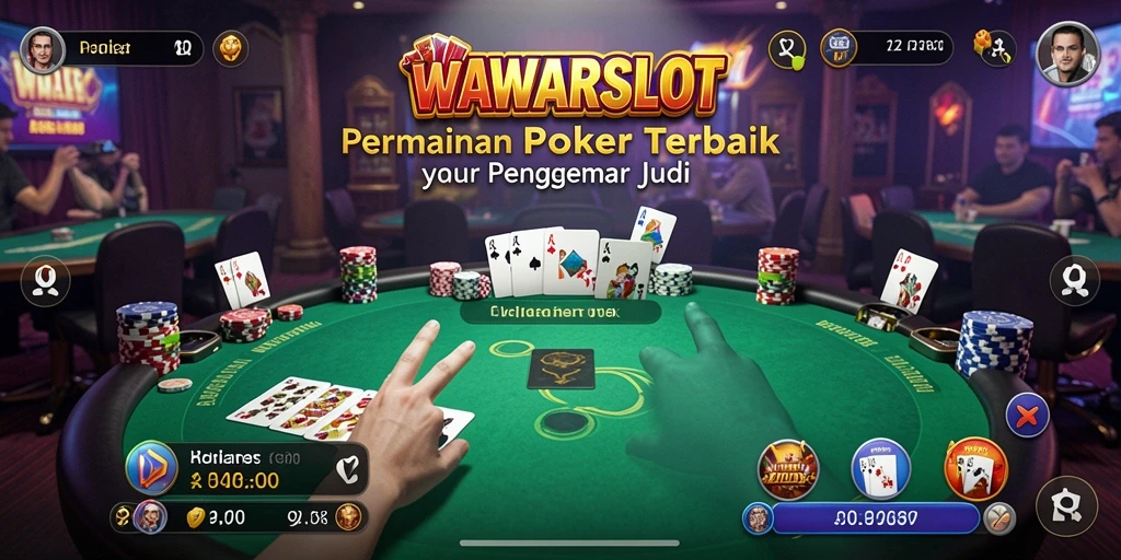 Tampilan gameplay WAWARSLOT menampilkan suasana meja Poker yang seru.