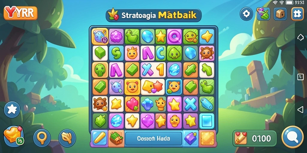 Screenshot gameplay YYRR menampilkan adegan seru permainan Match-3.
